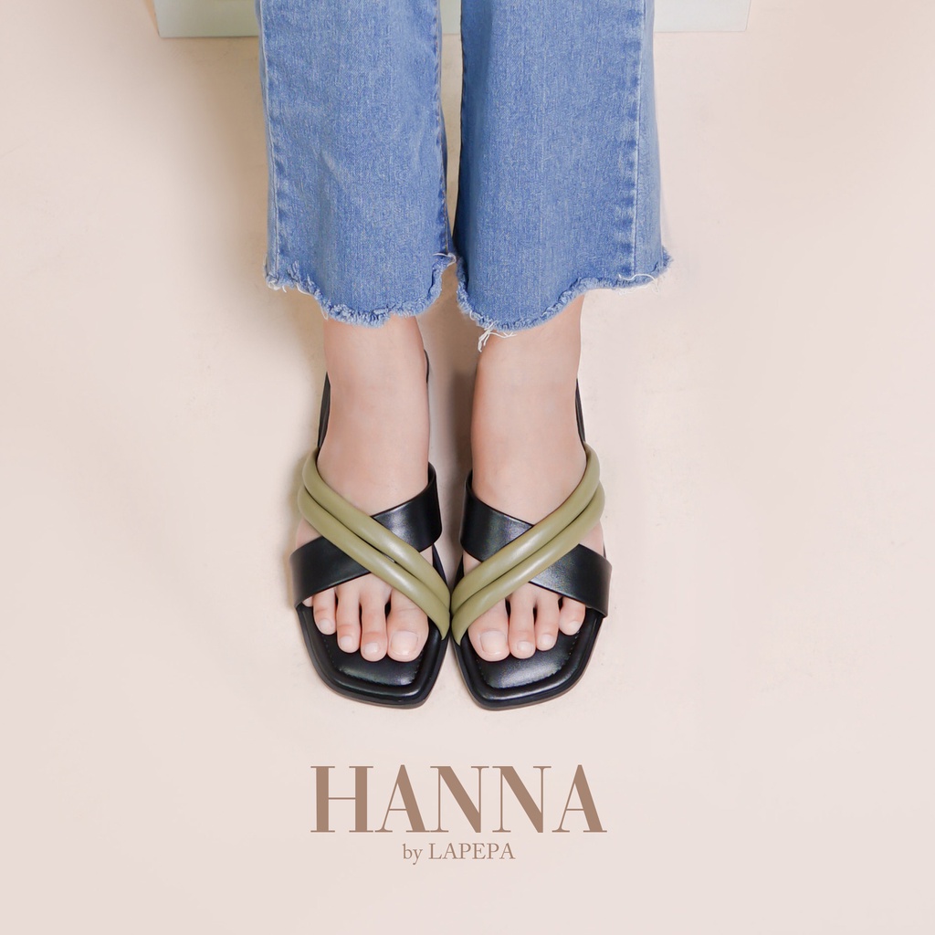 AVLINSTORE - tipe HANNA Sandal Wanita Teplek Silang Casual Sandal Flat Empuk Model Tali Silang