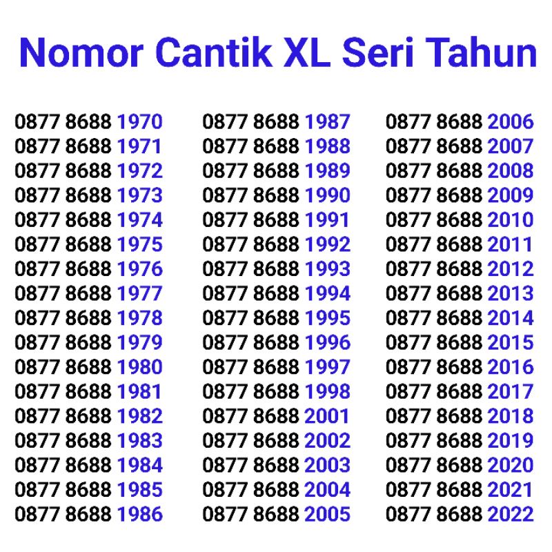 Nomor Cantik XL Seri Tahun Expired 2025
