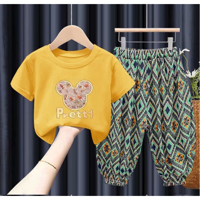 baju anak import UNISEX Setelan Anak Usia-Umur 2-7TAHUN TEDDY PRETTY CELANA COLOURFULL