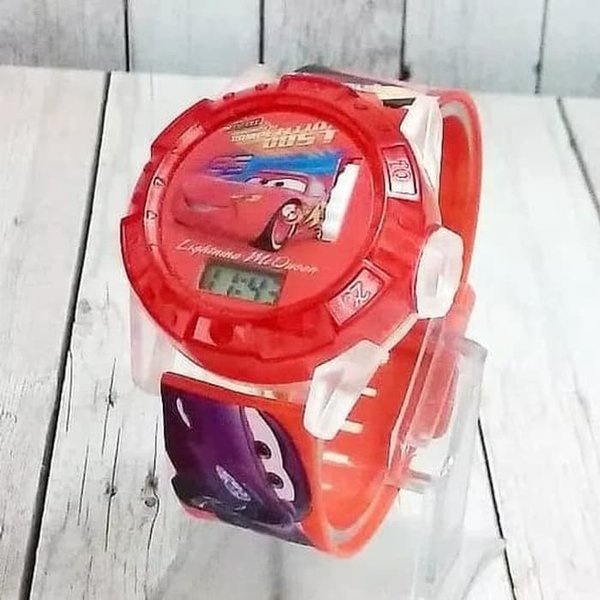 JAM TANGAN ANAK LASER DAN MUSIK KARAKTER COWOK CARS MC QUEEN