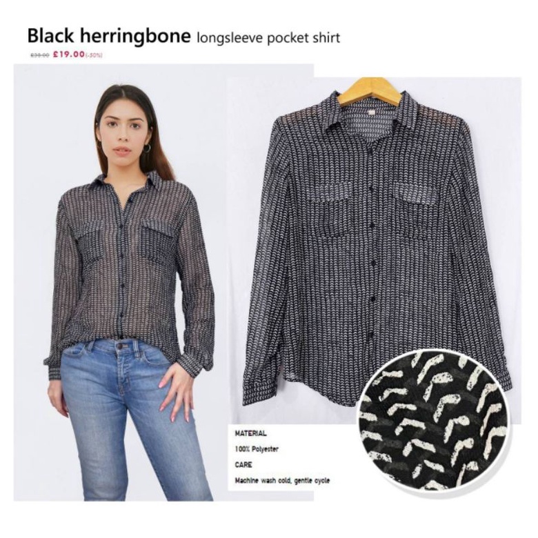 L*ft black herringbone longsleeve pocket shirt