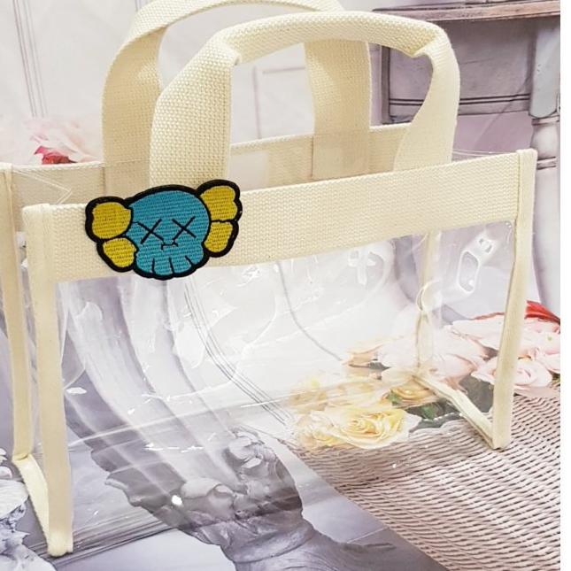 Tas Tote PVC Mika Transparant Fashion - Hitam, Resleting