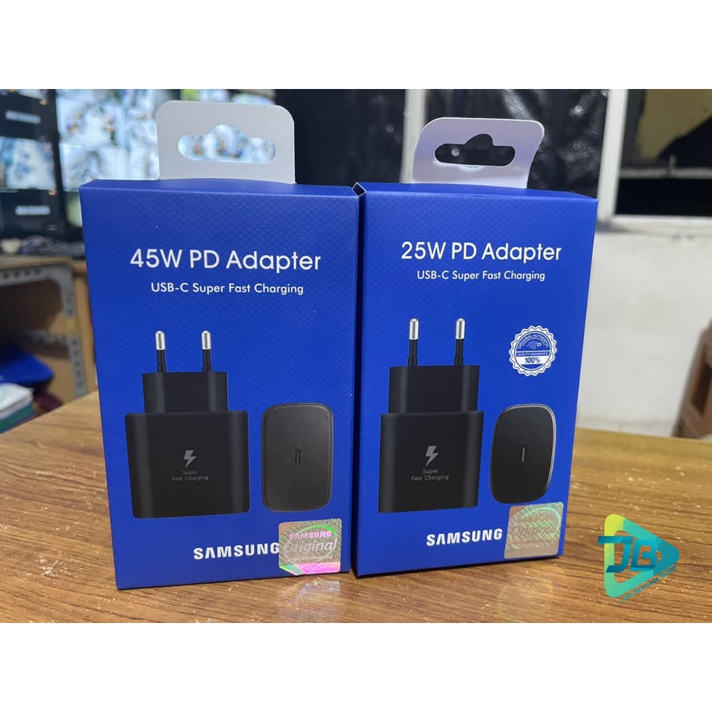 Adaptor Kepala batok Charger Casan Samsung Galaxy A33 A53 A73 5G a32 A52 a72 A52S note 10 note 20 S21 S21+ S21 ultra s22 s22ultra z flip 3 z fold 4 25W &amp; 45W Original USB C TO C Super Fast Charging JB6253