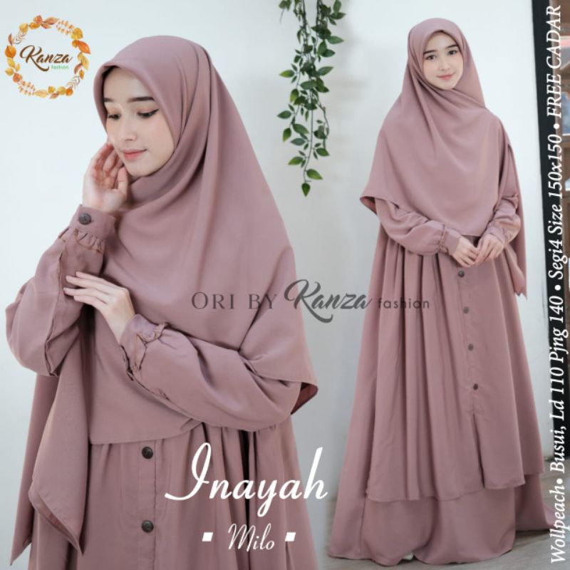 Gamis Syar'i Inayah adem dan nyaman ld 110,segi4,free cadar