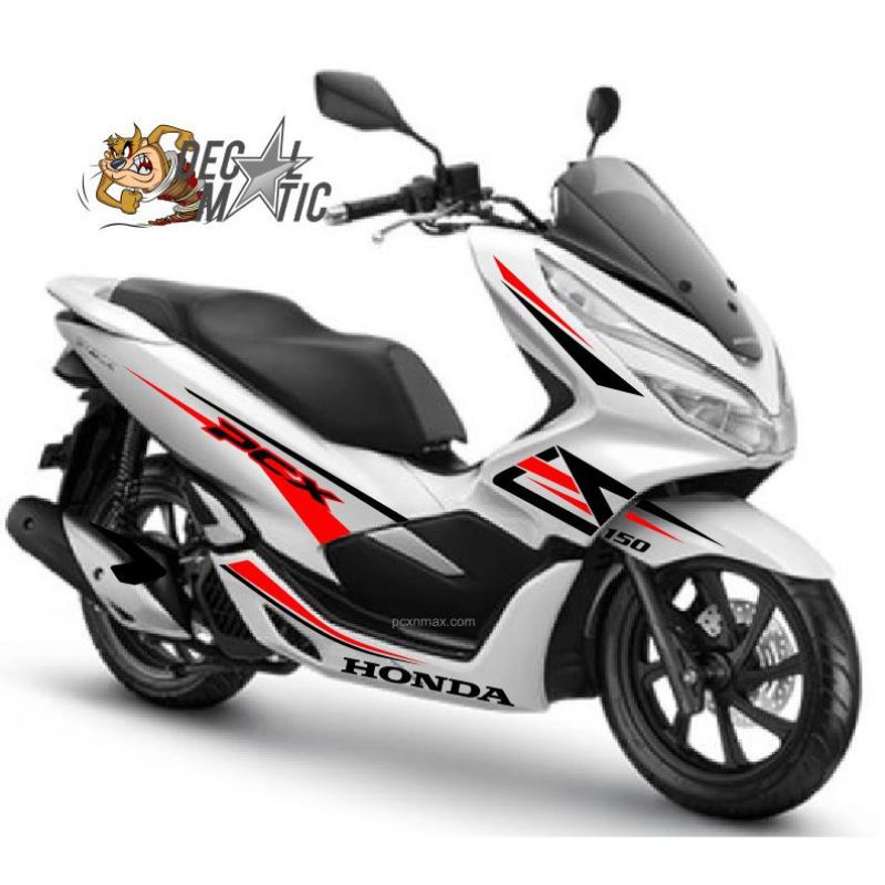 Sticker Pcx 150 Cutting Sticker Honda Pcx 150 Putih Sporty Hitam Merah