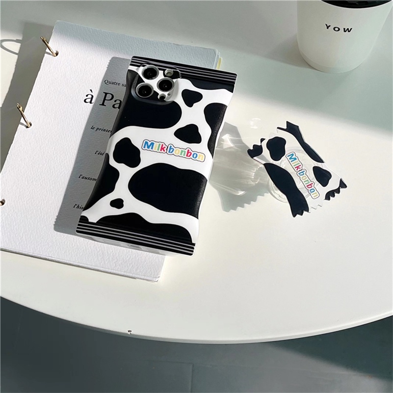 Soft Case TPU Motif Sapi Hitam Putih Cover IPhone 14 13 12 11 Pro Max X Xr Xs Max 8 7 6 6s Plus