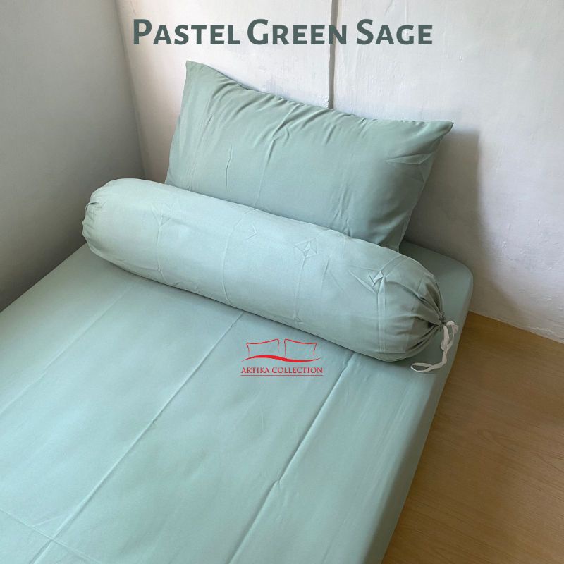 Bedcover Set Aesthetic Plain Green Sage Ukuran 160x200 180x200