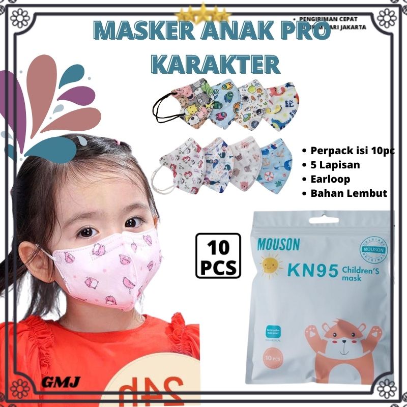 Masker Mouson Pro KN95 Anak Motif Karakter Isi 50Pc Masker KN 95 Mouson N95 Karakter Anak 5Ply GMJ