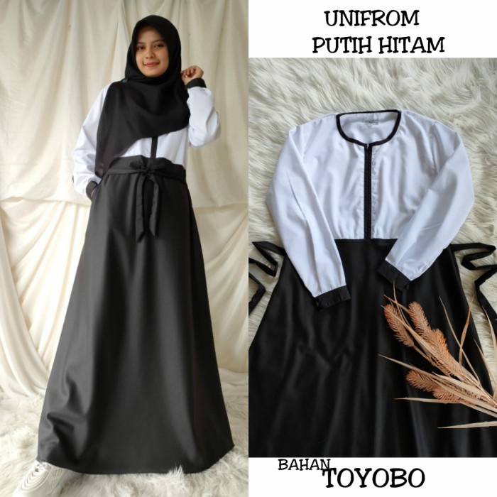 Gamis Setelan Putih Hitam Pns Toyobo