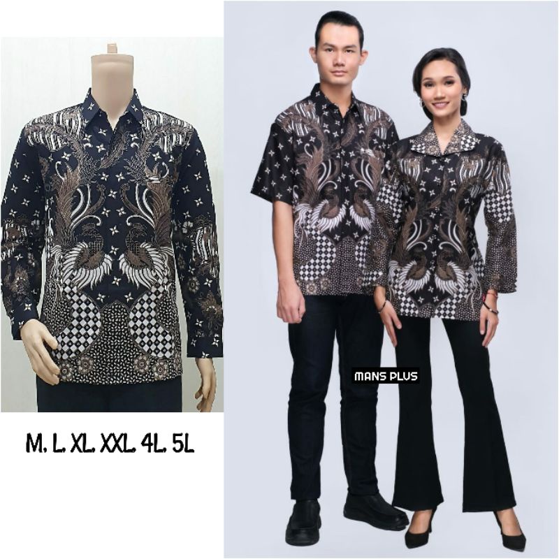 Blouse Batik Wanita Jumbo Lengan Panjang 4L-5L Atasan Kemeja Batik Wanita Big Size XXL XXXL Seragam Batik MRS