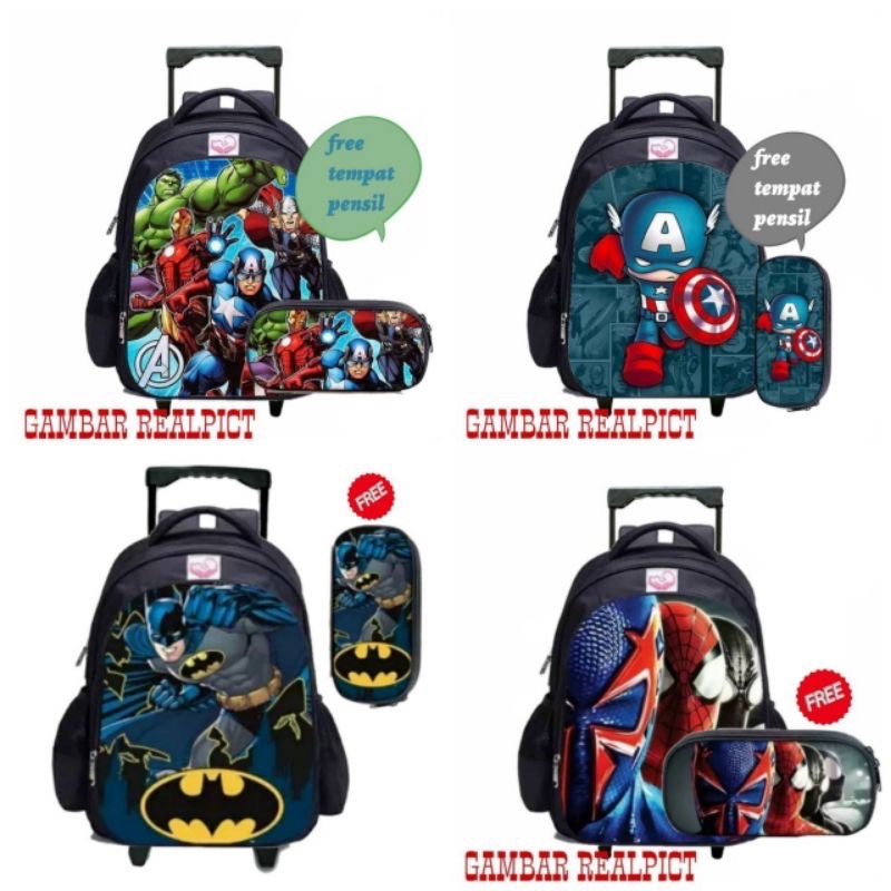 Tas Troly Karakter Marvel Free Tempat Pensil Printing