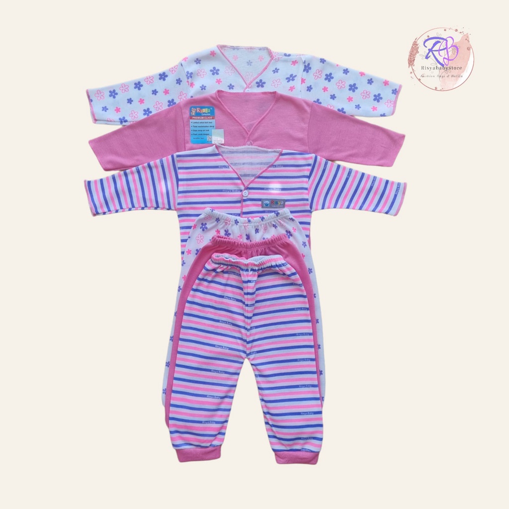 6 pcs / 3 setelan baju bayi lengan panjang SNI variasi lengkap / 3 stel baju bayi newborn / 3 pcs celana panjang bayi /3 baju bayi lengan panjang