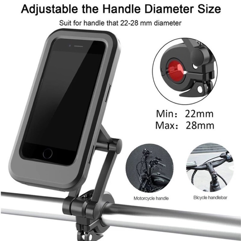 Phone Holder Motor Stang Sepeda Waterproof Universal 4in1HM18 Tempat Dudukan Hp Anti Air Stand Spion