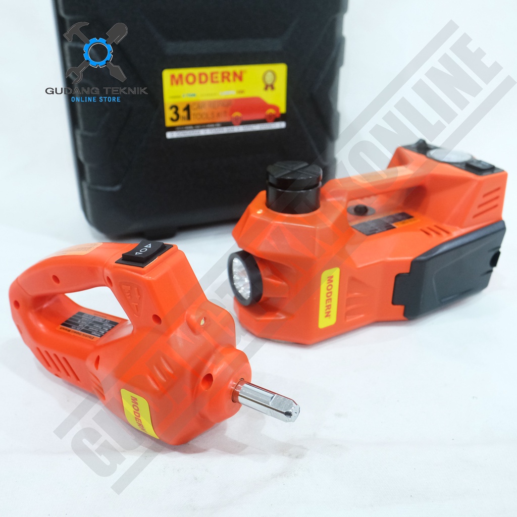 DONGKRAK BUAYA MODERN Elektrik 3in1 Kapasitas 3 Ton / Dongkrak Buaya Elektrik Mobil 3Ton 3in1 Pompa Ban Impact Wrench DC AKI ACCU MODERN