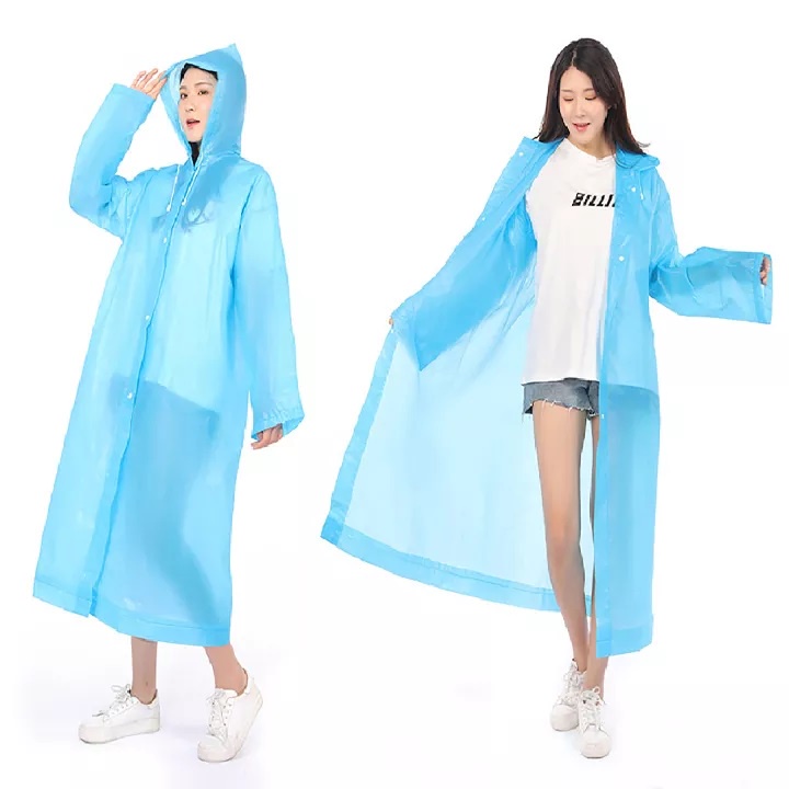 Jas Hujan BAHAN EVA TEBAL Dewasa Model Poncho Waterproof  POLOS / Jubah Terusan Musim Ujan Untuk Motor Anti Basah / Raincoat Lightweight Unisex / Jas Hujan Mantel Korea + Hoodie Semi Transparan Anti Air MOTIF POLKADOT