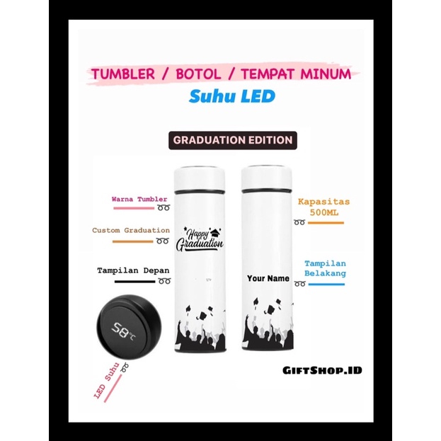 Tumbler minum / Botol Minum / Tempat Minum termos minum mug termos air panas tempat air panas LED, C