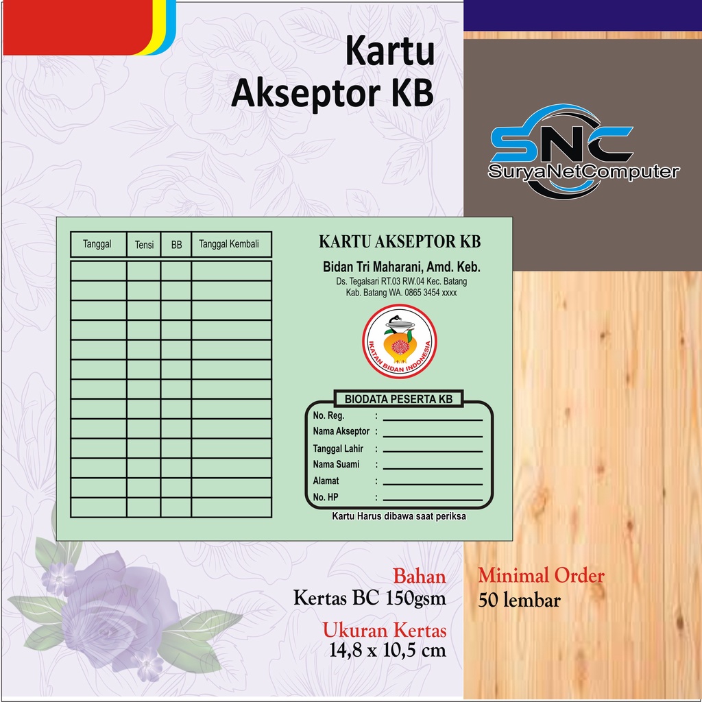 

KARTU AKSEPTOR KB / Kartu Peserta KB / Kartu Kb / Buku KB / Buku Peserta KB / Kartu KB lipat