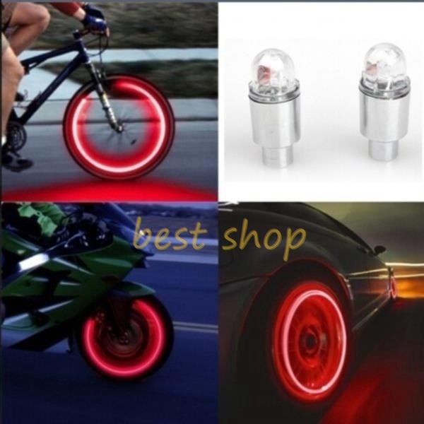 2pcs Lampu Flash Led Sepeda Motor Bersepeda Sepeda Roda Ban Tyre Valve Cap Spoke Light Warna RGB Lampu Roda Mobil