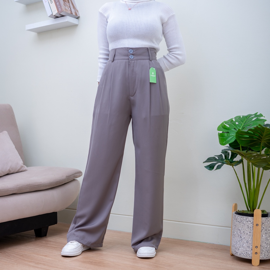 Eliza Loose Pants Trousers Wanita Celana Anti Kusut Celana Kulot Wanita