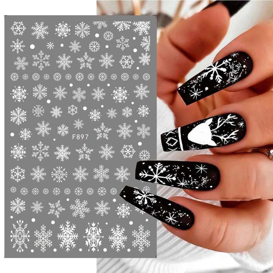 1 Pc Stiker Kuku 3D Desain Santa Claus Snowflake Elk Pohon Natal Warna Silver Gold Untuk Dekorasi Manicure