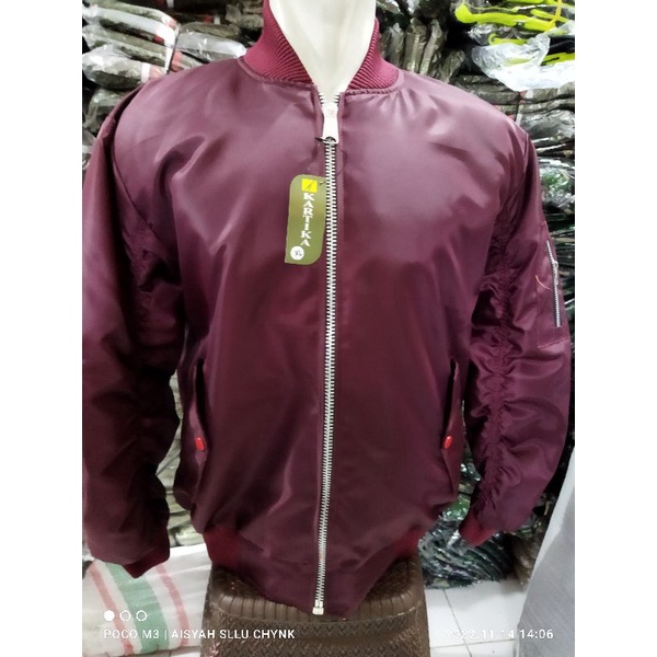 JAKET BOMBER PARASIT WARNA MERAH MARUN