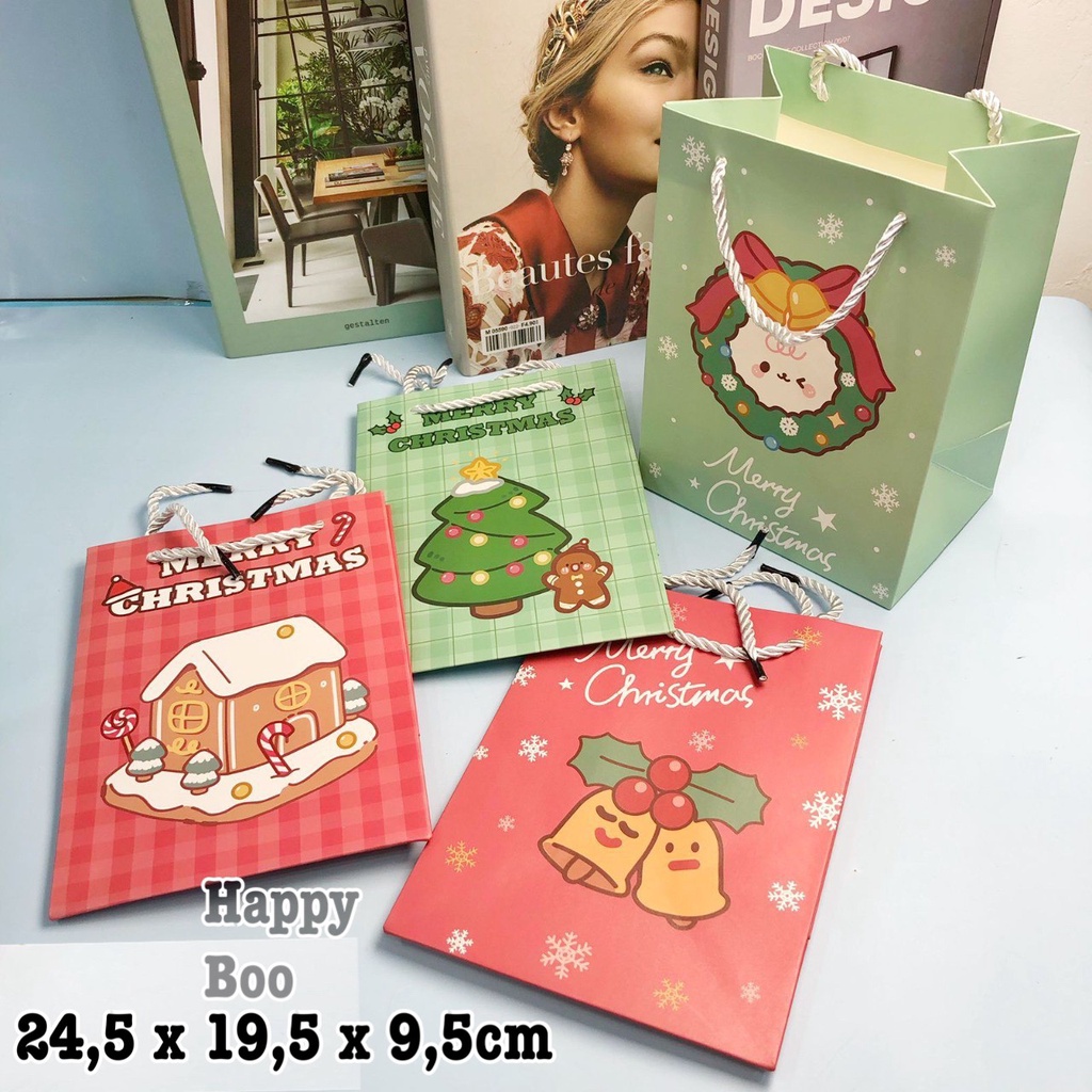 bag paper gift bag tas kado kertas goodie bag christmas natal medium simlx  24,5 x 19,5 x 9,5cm