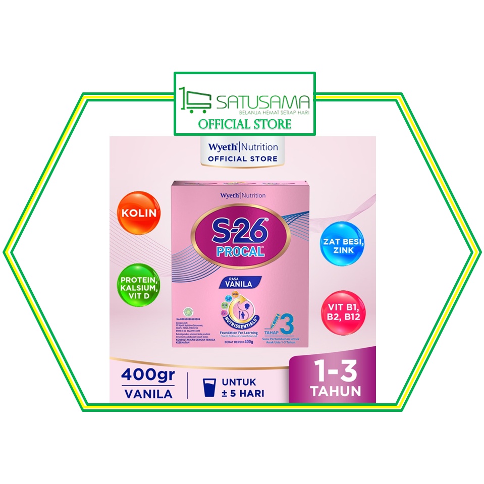 S-26 PROCAL POUCH 1.4kg Susu Pertumbuhan Vanilla 1-3 Tahun