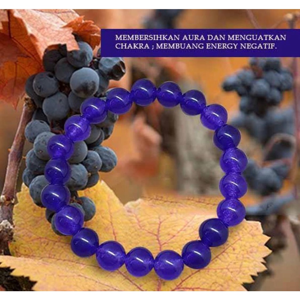 Gelang Batu Giok Grape AMETHYST Gelang Pria Wanita Terlaris  Original Natural Etnik Unik untuk Pria Wanita