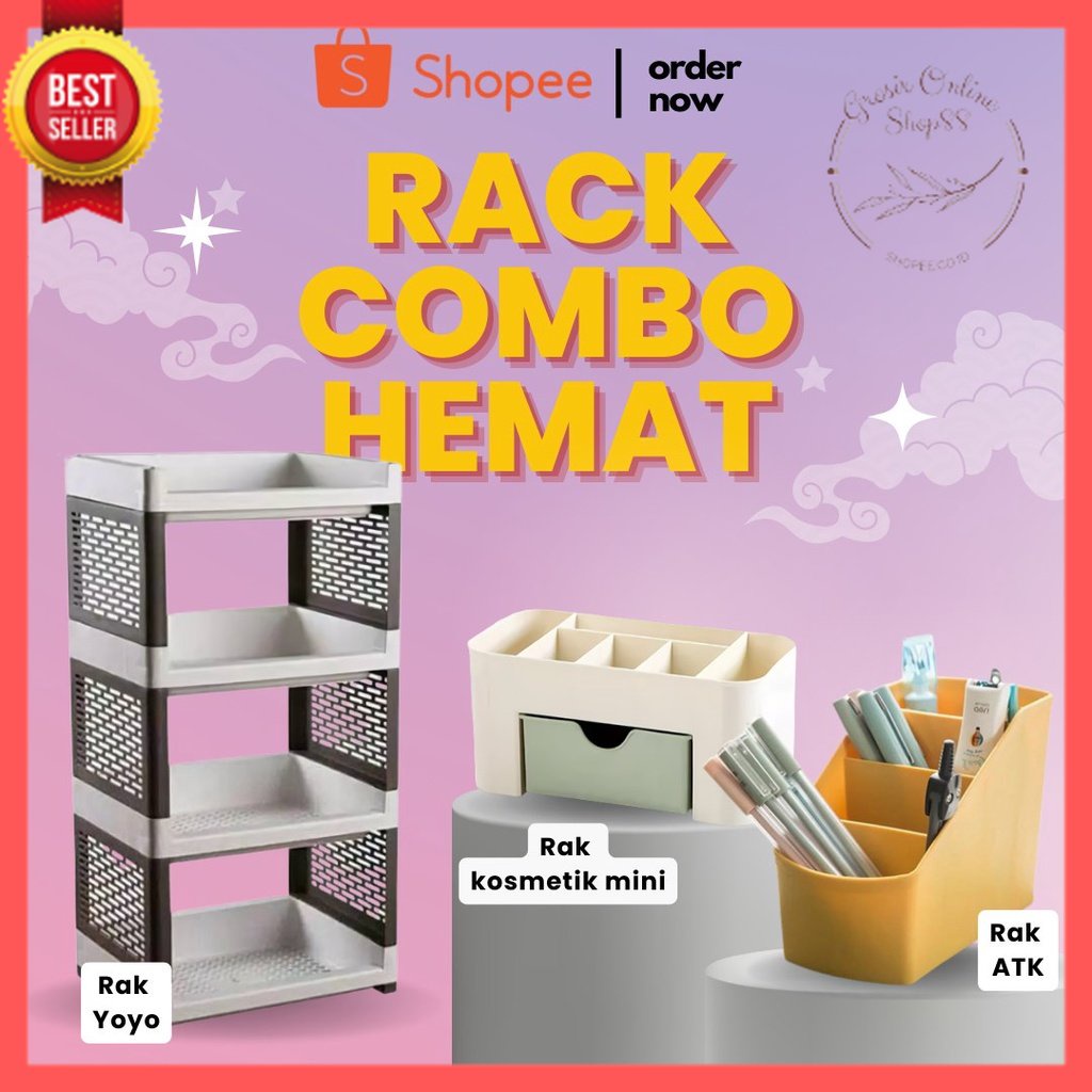 GOS- PAKET RACK COMBO HEMAT/ Rak yoyo Rak ATK Rak kosmetik mini