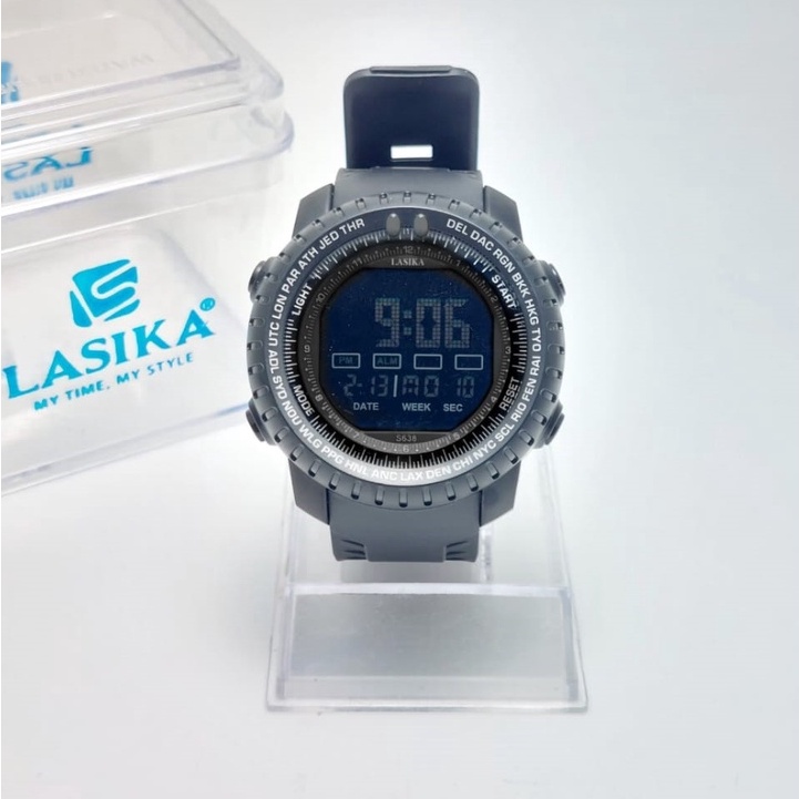 LASIKA Jam Tangan Digital Sport Strap Rubber Premium Type 638 Layar Hitam