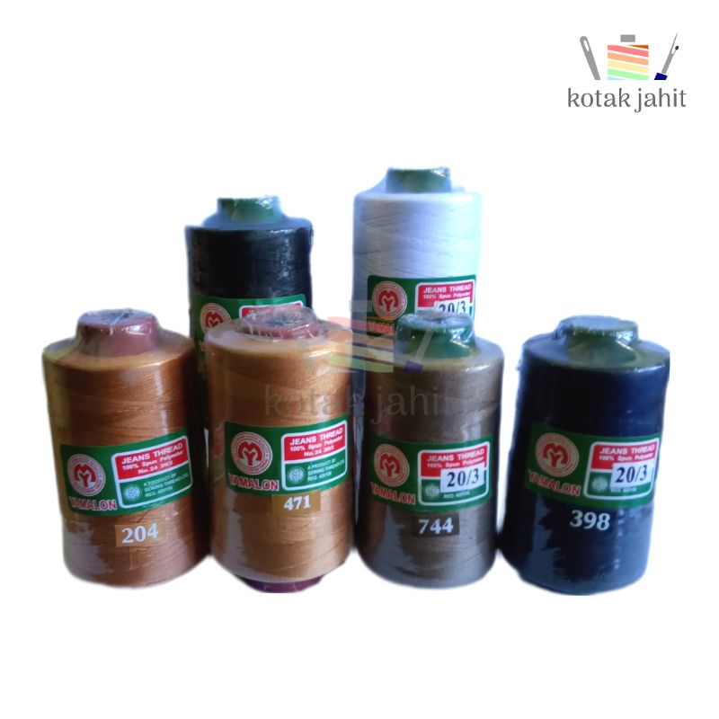 benang jahit jeans merk yamalon 20/3 20/2 cone besar 3000yard untuk celana rok jaket jin jean levis