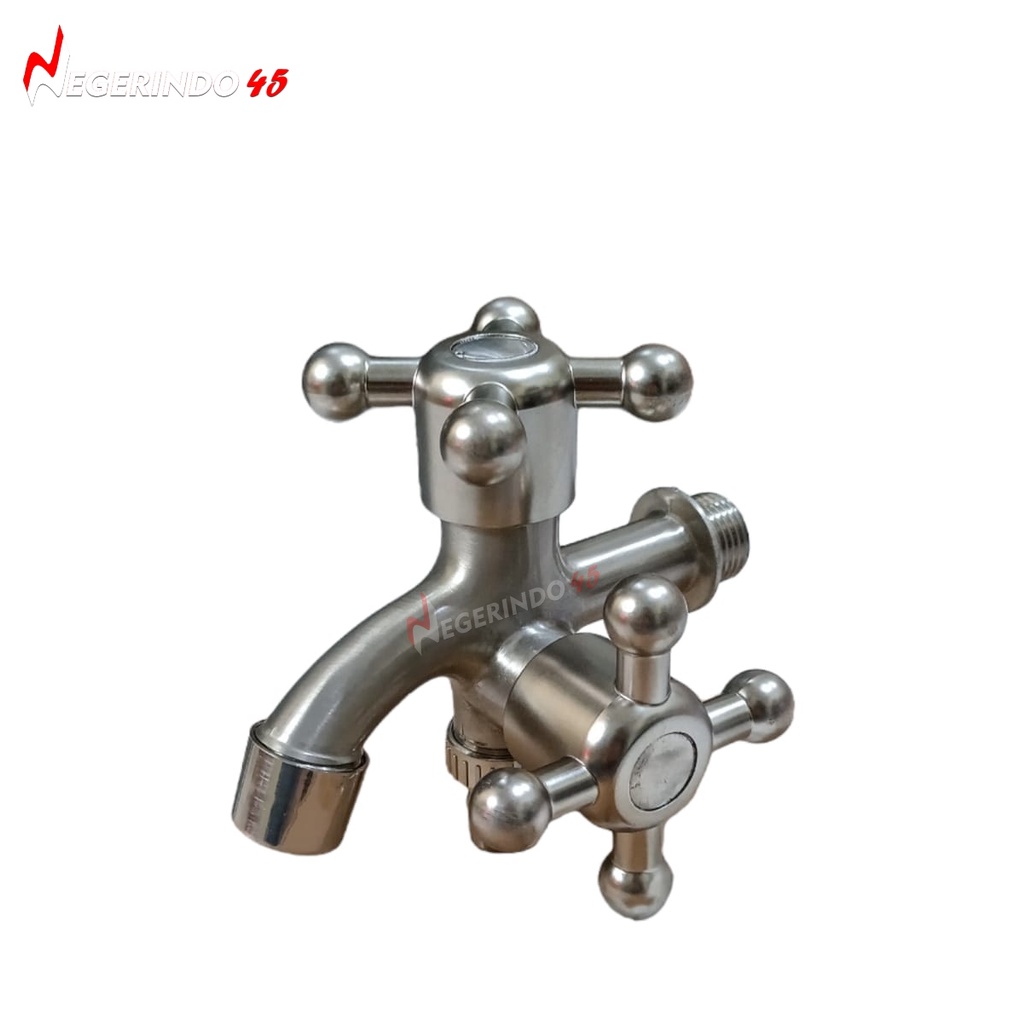 STAINLESS KERAN KRAN AIR BALING CABANG 2 KRAN TEMBOK TAMAN CABANG