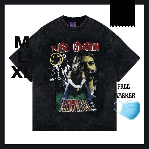 KAOS BAJU OVERSIZE TSHIRT PRIA TOXIC1805 KURT COBAIN NIRVANA