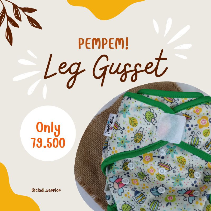 Clodi Pempem Leg Gusset - Popok Bayi Cloudy Clody Cuci Ulang Insert Bambu