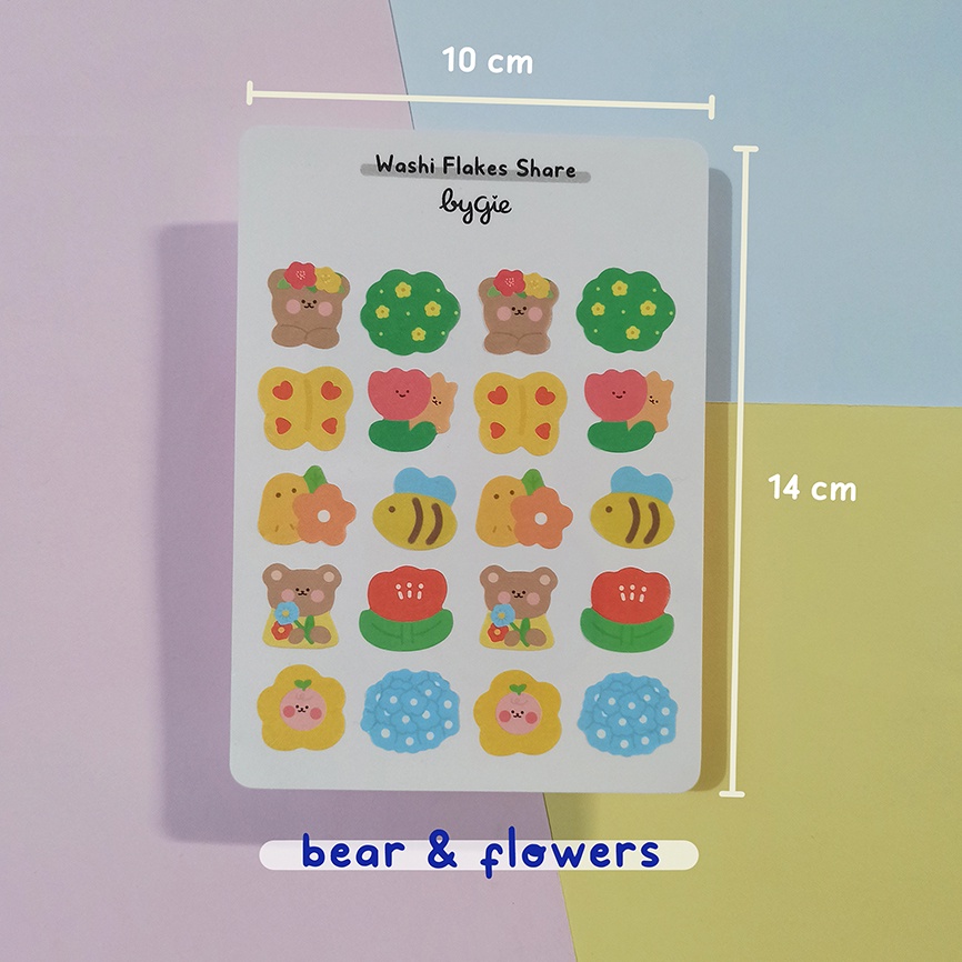 

Shared Washi Flake - bear & flowers