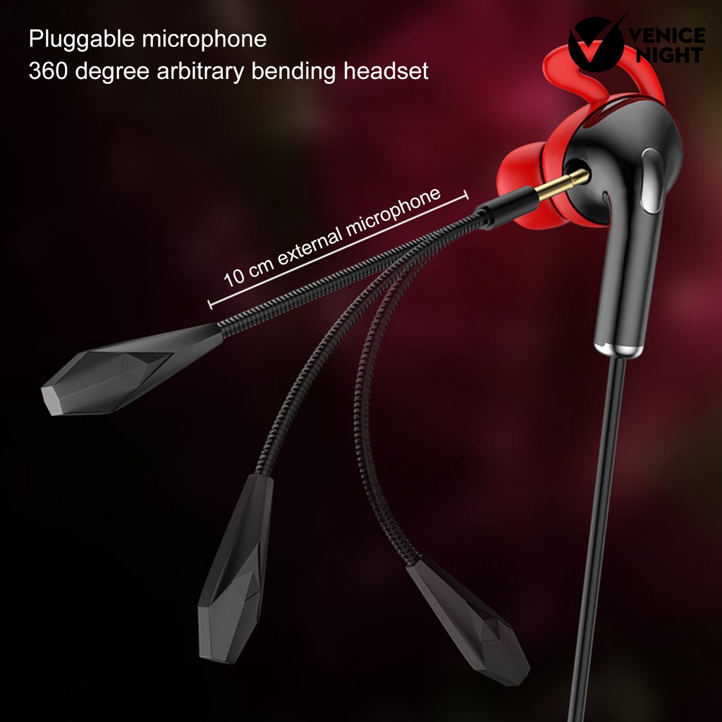 (VNEP) (Berkabel) Portable Noise Reduction In-Ear Earphone Gaming Computer Earpiece dengan Dual Mic