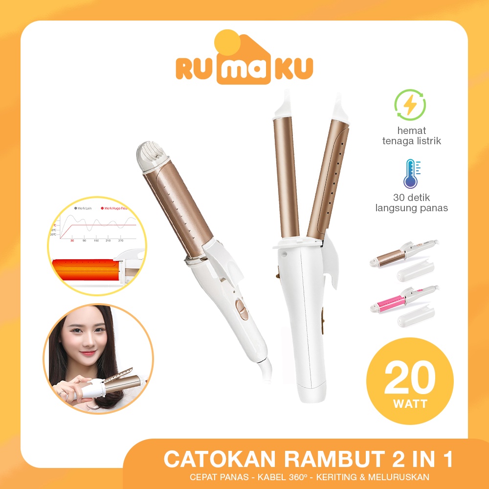 Rumaku Catokan Rambut Pengeriting Rambut 2 in 1 Multifunction Hair Straightener Premium Quality