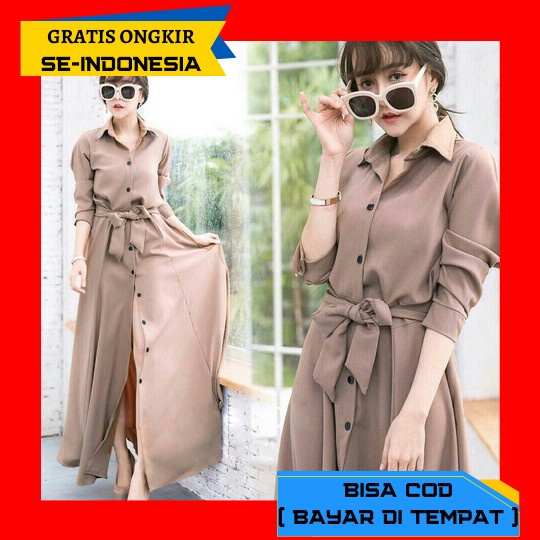 Aloes - Satin Slip Dress / Casual Dress Dress Wanita Terbaru Korean Style Dress Natal Gaun Wanita Ke