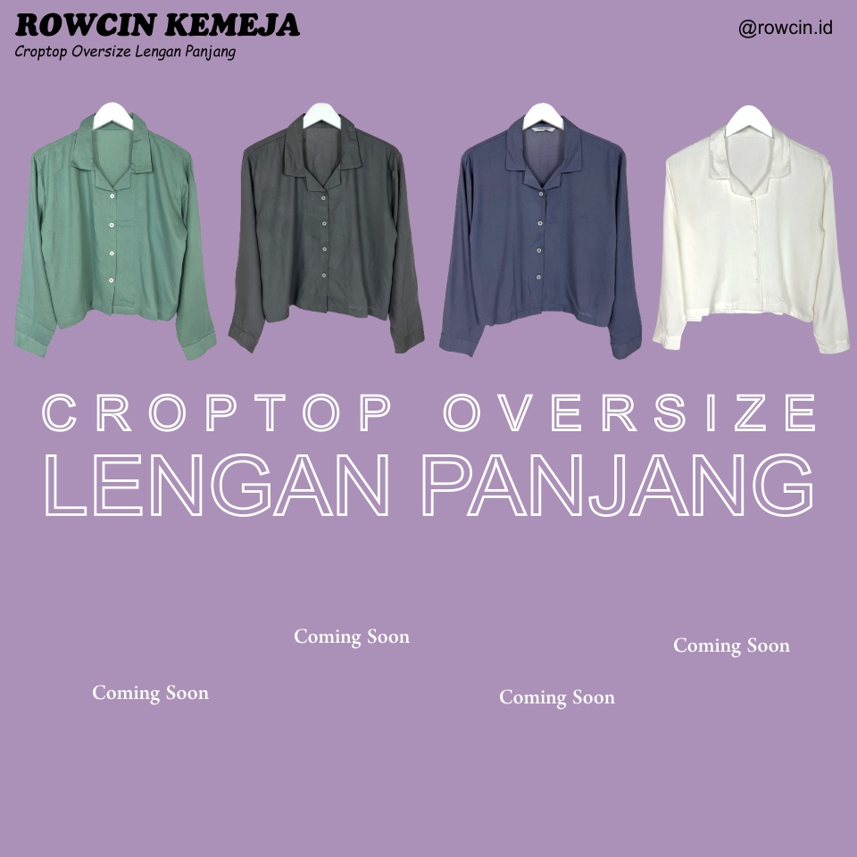 KEMEJA WANITA CROPTOP OVERSIZE POLOS LENGAN PANJANG KATUN RAYON CROP LONG SLEEVE ORGANIK