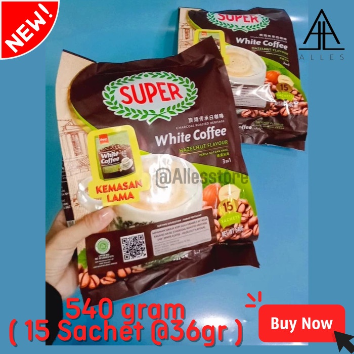 

SUPER WHITE COFFEE HAZELNUT/ ROASTED HAZELNUT/ KOPI 600 GRAM