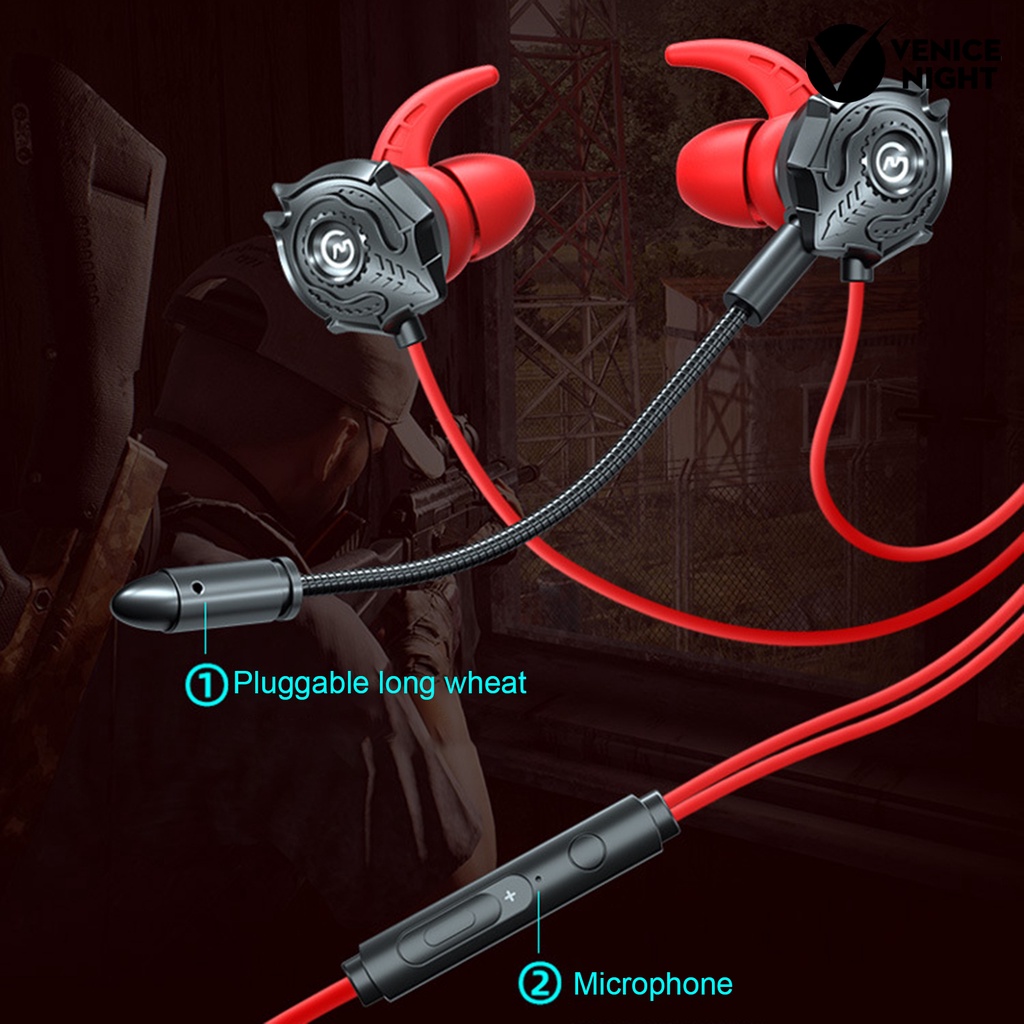 (VNEP) (Berkabel) G500 3.5mm Headset Gaming In-ear Earphone Pembatal Kebisingan Universal untuk Ponsel