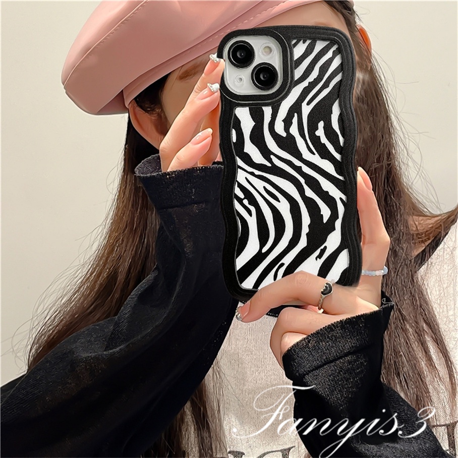 Redmi 12C A1 10C 10A 10 9 9A 9C 9T Note 11 Pro+ 11s 11 10s 10 9s 9 8 Pro Poco X4Pro X3 Pro X3NFC M4 Mi 11 Lite 10TPro Zebra Stripes Wave Frame Phone Case TPU Soft Cover Casing TPU Motif Zebra