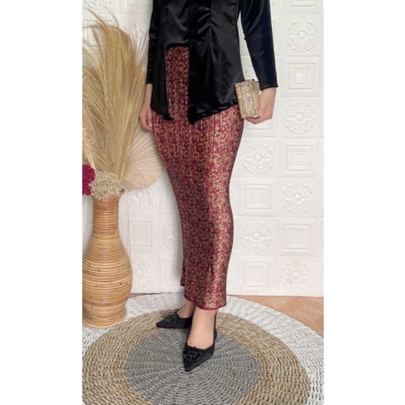 Rok span plisket batik songket