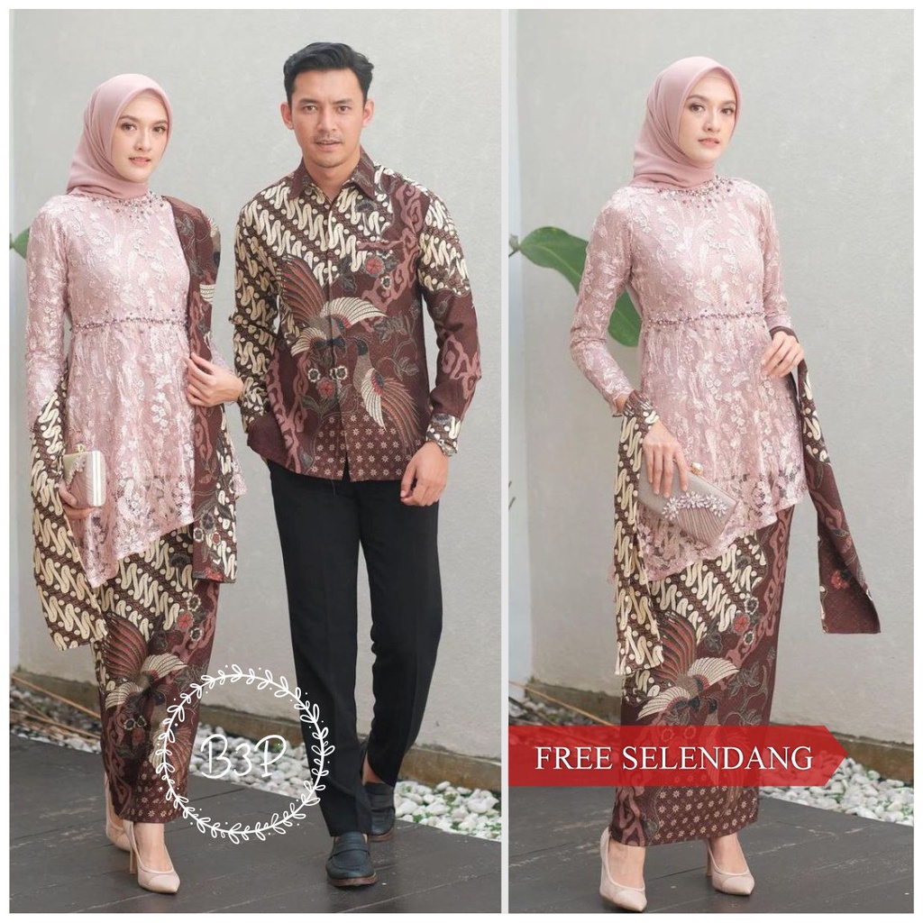 BATIK COUPLE KEBAYA Couple Kebaya Modern Baju Tunangan Wisuda Lamaran Baju Batik Brokat Couple terba