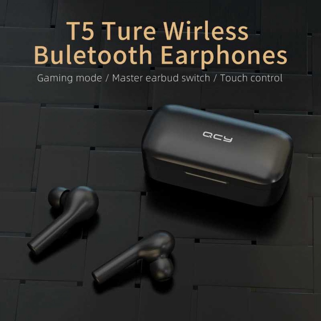 Headset Earphone Bluetooth QCY T5 TWS with Charging Case