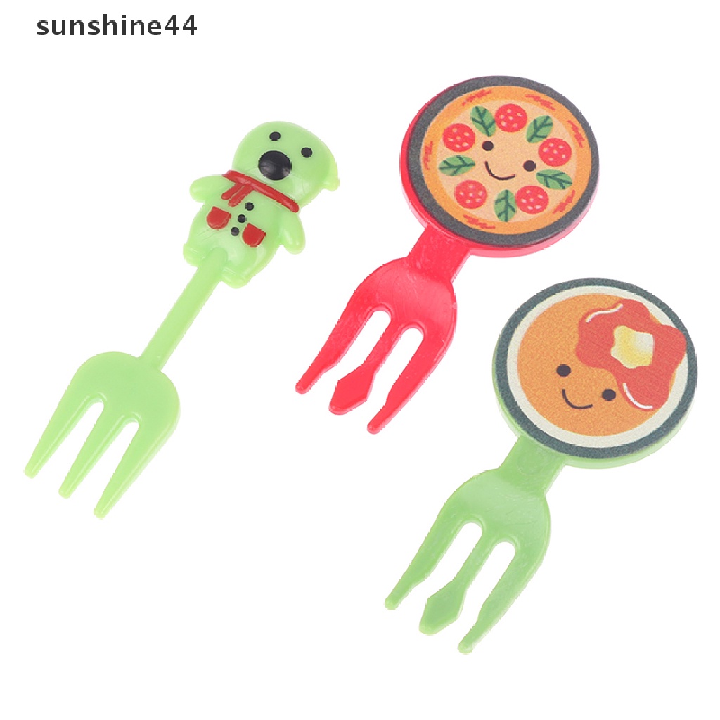 Sunshine 8 / 10 / 26Pcs Garpu Buah / Makanan Anak Mini Desain Kartun Reusable