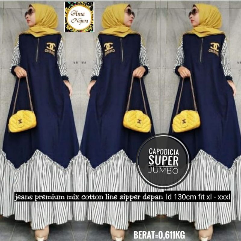 GAMIS SYAR'I JUMBO BIGSIZE OVERSIZE JEANS MIX KATUN XXXL FASHION HQ SERAGAMAN PENGAJIAN PERNIKAHAN E
