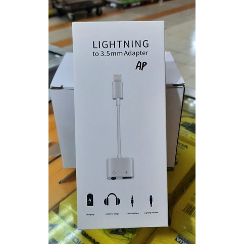 Kabel Splitter Headset 3.5mm 2in1 Penyambung Handsfree Lightning