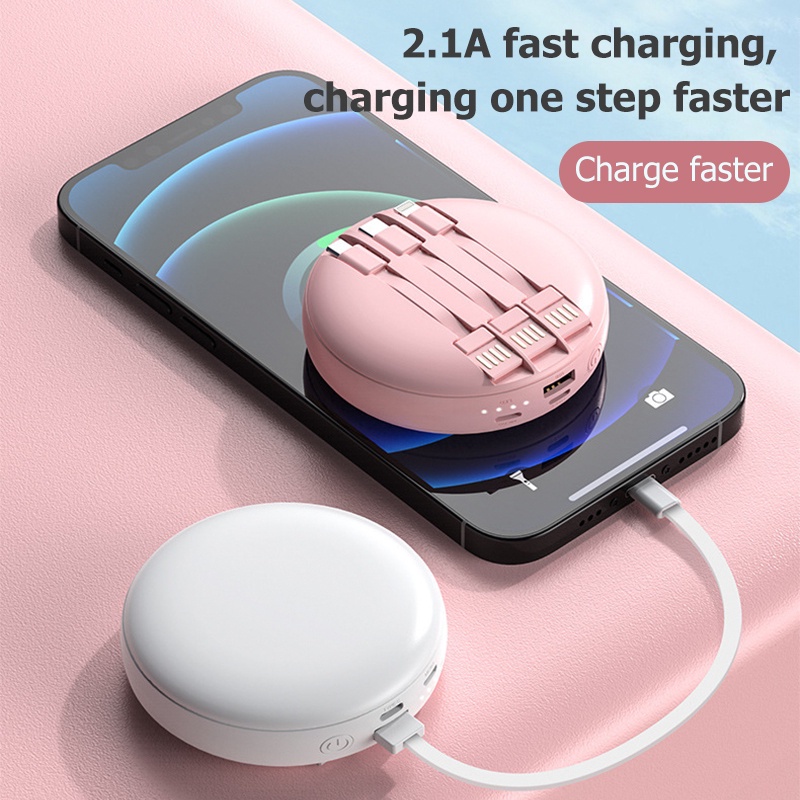 Mirror Powerbank Mini 10000mAh with Makeup Mirror Fast Charging Power Bank For iPhone Type-c Micro USB Battery Usb 50000mah 20000mah Powerbank Mini Solar Powerbank Protable Pengisian Cepat dengan Cermin Rias