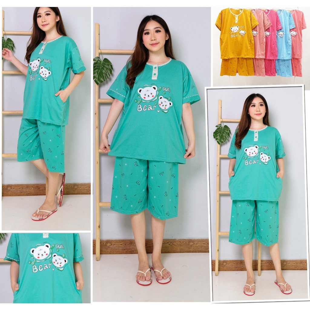 3/4 TESSA BAJU TIDUR PREMIUM STANDARD JUMBO - BAJU TIDUR KULOT - ONE SET PIYAMA